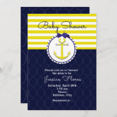 航海のいかりブルーイエローベビーシャワー招待状 招待状 (正面/裏面)