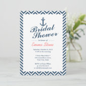 航海のいかりブルーシェブロンストライプブライダルシャワー 招待状 (スタンド正面)