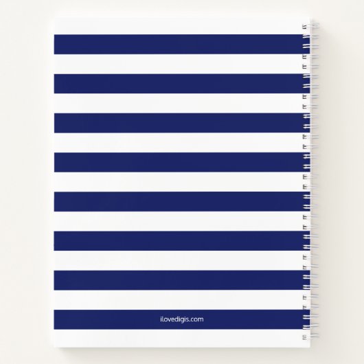 航海のいかりブルーストライプモノグラムレシピ ノートブック (裏面)