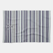 航海のいかりブルーデニム&ホワイト キッチンタオル (横)