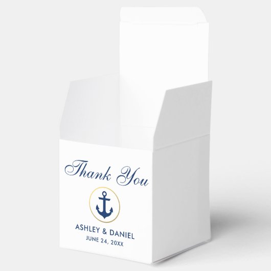 航海のいかりブルーホワイト金ゴールド結婚ズサンキュー フェイバーボックス (オープン)