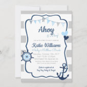 航海のいかりブルーボーイベビーシャワー招待状 招待状 (正面)