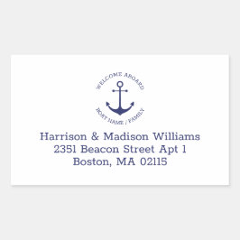 航海のいかりブルーモノグラム差出人住所 長方形シール