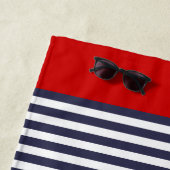 航海のいかりブルーレッド白ストライプ色パターン ビーチタオル (インサイチュ)