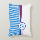 航海のいかりブルーレッド白ストライプ アクセントクッション (正面(垂直))