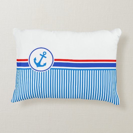 航海のいかりブルーレッド白ストライプ アクセントクッション (裏面)