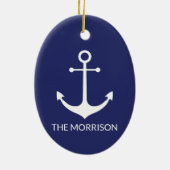 航海のいかりブルー白カスタム白ファミリー名 セラミックオーナメント (裏面)