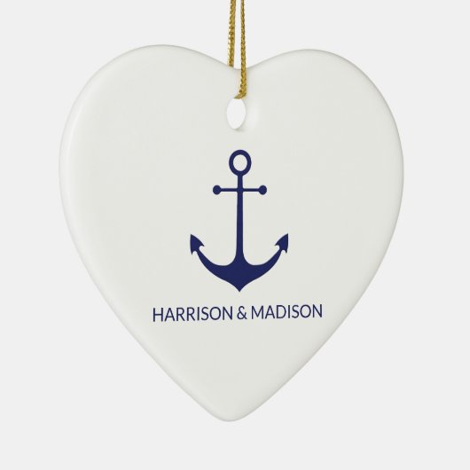 航海のいかりブルー白カスタム白ファミリー名 セラミックオーナメント (右)