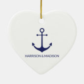 航海のいかりブルー白カスタム白ファミリー名 セラミックオーナメント (裏面)