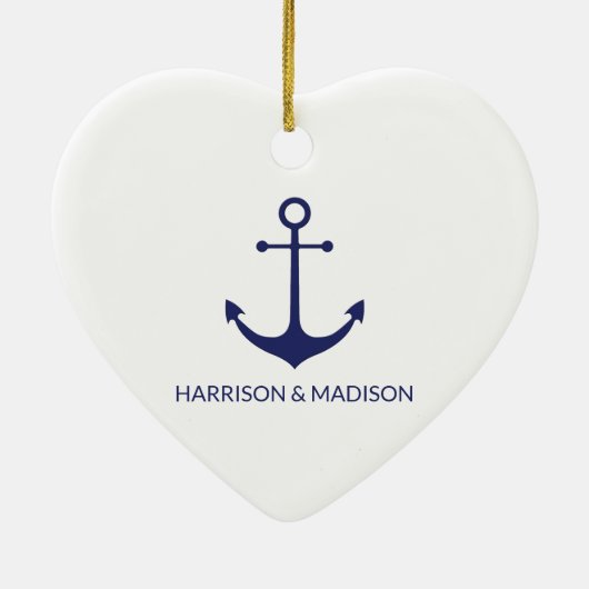 航海のいかりブルー白カスタム白ファミリー名 セラミックオーナメント (裏面)