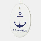 航海のいかりブルー白カスタム白ファミリー名 セラミックオーナメント (左)