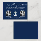 航海のいかりブルー2 QR RSVP詳細結婚 エンクロージャーカード (正面/裏面)