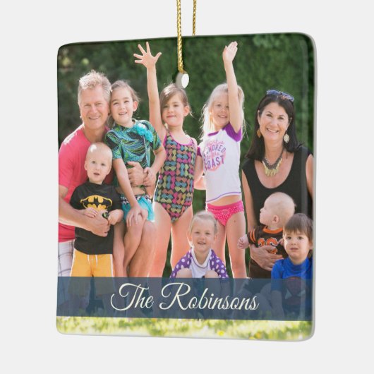 航海のいかりブ素朴ルーホリデーファミリーフォト セラミックオーナメント (左)