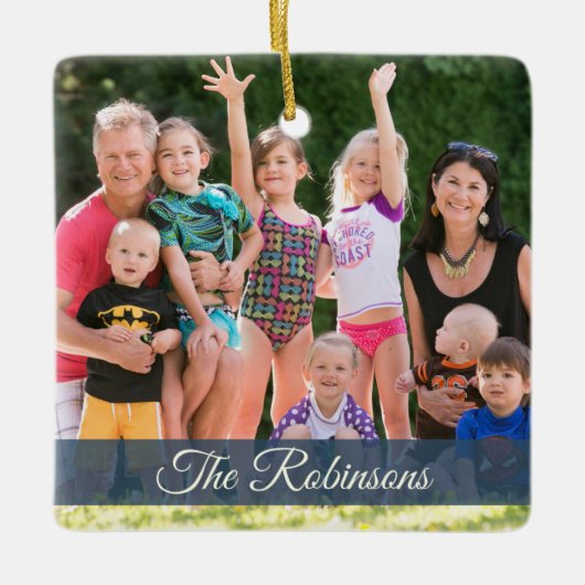 航海のいかりブ素朴ルーホリデーファミリーフォト セラミックオーナメント (正面)