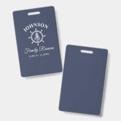 航海のいかりヘルムファミリー懇親会ネービーブルー バッジ (正面＆裏面)