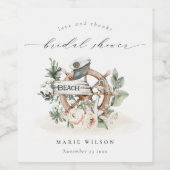 航海のいかりホイールリーフィフローラブライダルシャワー ワインラベル (シングルラベル)