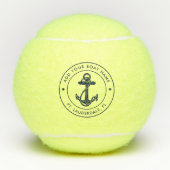 航海のいかりボートネームネイビーブルーカスタム テニスボール (正面)