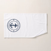 航海のいかりボートネームネイビーブルーボートカスタム バスタオルセット (ハンドタオル)