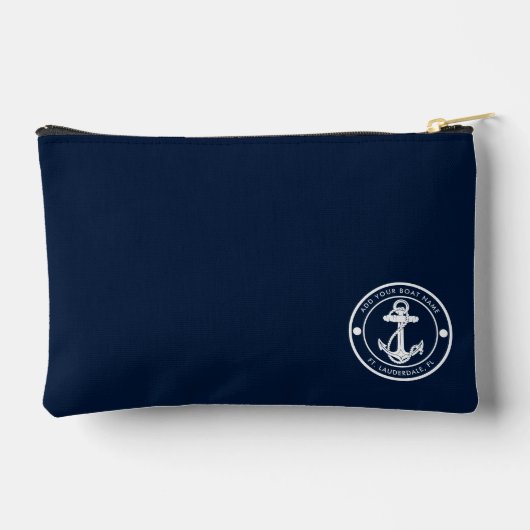 航海のいかりボートネームモダンコーストカスタム アクセサリーポーチ (裏面)