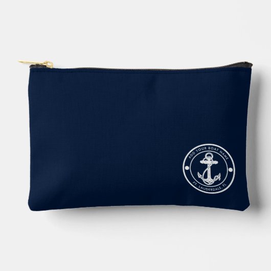 航海のいかりボートネームモダンコーストカスタム アクセサリーポーチ (正面)