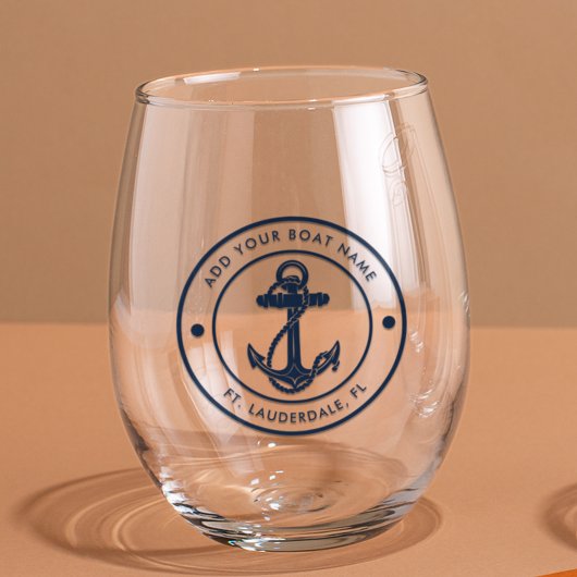 航海のいかりボートネーム船乗りクルーカスタム ステムなしワイングラス