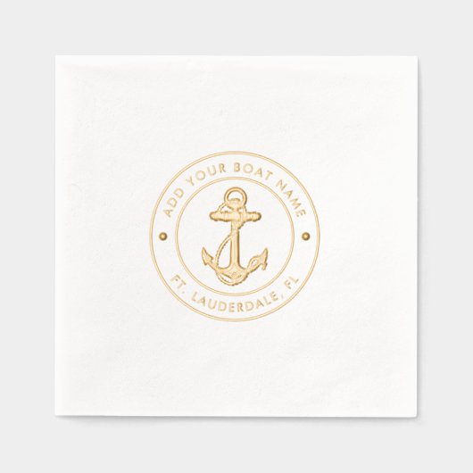 航海のいかりボート名カスタム 箔ナプキン (正面)