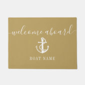 航海のいかりボート名金ゴールドウェルカムクアボード ドアマット (正面)