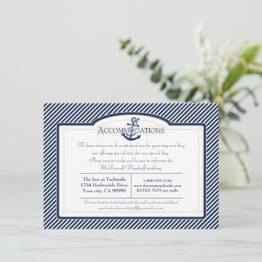 航海のいかりボート対角ストライプ旋回モダン エンクロージャーカード (スタンド正面)