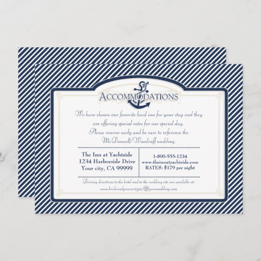 航海のいかりボート対角ストライプ旋回モダン エンクロージャーカード (正面/裏面)