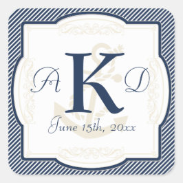 航海のいかりボート対角ストライプ旋回モダン スクエアシール