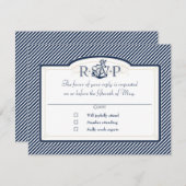 航海のいかりボート対角ストライプ旋回モダン 出欠カード (正面/裏面)