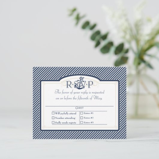 航海のいかりボート対角ストライプ旋回モダン 出欠カード (スタンド正面)