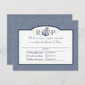 航海のいかりボート対角ストライプ旋回モダン 出欠カード (正面/裏面)