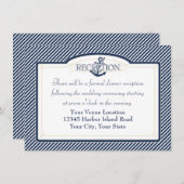 航海のいかりボート対角ストライプ旋回モダン 招待状 (正面/裏面)