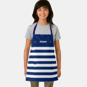 航海のいかりマリンネイビーブルーホワイトストライプズ4月 エプロン (インサイチュ)