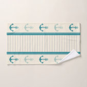 航海のいかりモダンストライプ抽象芸術 バスタオルセット (ハンドタオル)