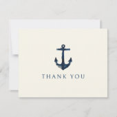 航海のいかりモダンネイビーブルー結婚ズ サンキューカード (正面)