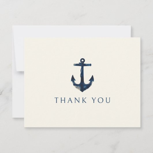 航海のいかりモダンネイビーブルー結婚ズ サンキューカード (正面)
