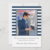 航海のいかりモダンネイビー白ストライプ 案内状 (裏面)