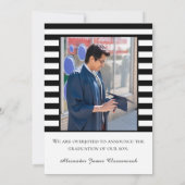 航海のいかりモダン白黒ストライプ大学院 案内状 (裏面)