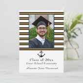 航海のいかりモダン黒黄卒業 案内状 (スタンド正面)