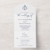 航海のいかりモノグラム白結婚海軍 オールインワン招待状 (内側)