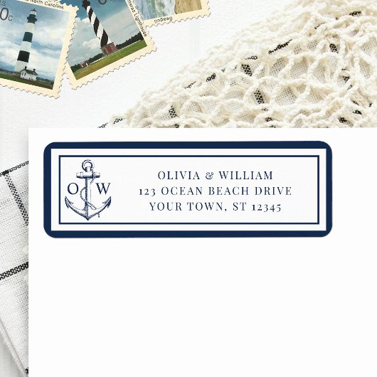 航海のいかりモノグ結婚ラム差出人住所 ラベル