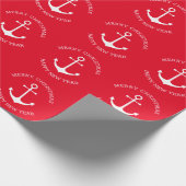 航海のいかりレッドカスタムクリスマス新年 ラッピングペーパー (角)