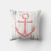 航海のいかりレッドホワイトウッドコースト素朴アール クッション (裏面)