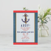 航海のいかりレッド水玉模様ホワイトブルーパーティー 招待状 (スタンド正面)