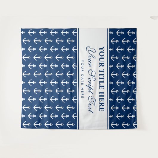 航海のいかりロゴ結婚式パーティーの写真の背景 タペストリー (正面(横))