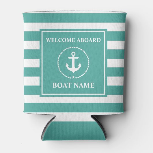 航海のいかりロストライプのープ歓迎ボート名 缶クーラー (正面)