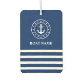 航海のいかりロープスターストライプのズボート名ブルー カーエアーフレッシュナー (正面)