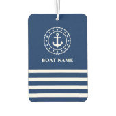航海のいかりロープスターストライプのズボート名ブルー カーエアーフレッシュナー (裏面)
